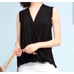 Anthropologie Akemi + Kin black sleeveless drape front blouse women's size XS